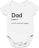 Vaderdag Cadeau - Romper Dad World’s Warmest Hugger - Maat 92 - Kleur Wit - 100% Katoen