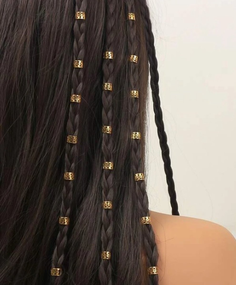 Haarringen - haarringen set - haarringetjes - haarbedels - haaringen haarbedels - Braid ringetjes - Haar vlecht ringen - Haar Kralen - Haarringen dreadlock kralen - Kraaltjes / Clips - Haar Accessoires Vrouwen - Vlecht accessoires - Hair Beads Gold