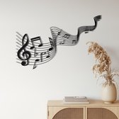 Wanddecoratie | Muziek / Music| Metal - Wall Art | Muurdecoratie | Woonkamer | Buiten Decor |Zwart| 75x32cm
