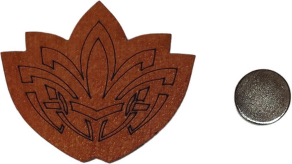 Houten Naaldenmagneet Bloem Bruin
