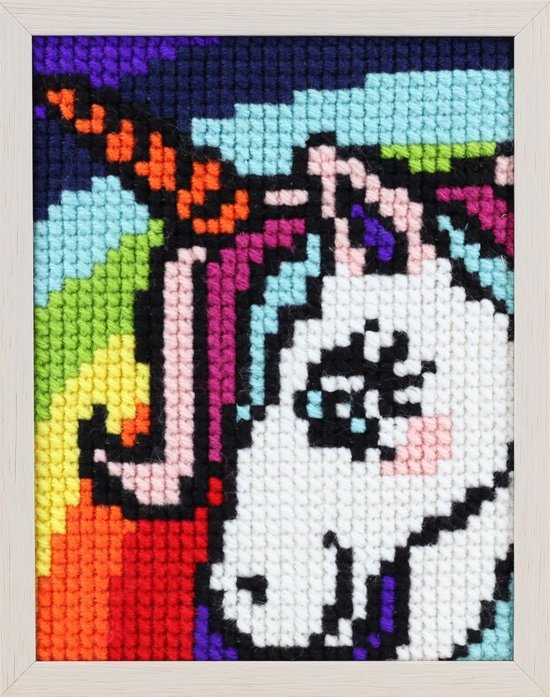 Pako kinder borduurpakker kruissteek - Eenhoorn - geprint stramien - 027.057 - DIY kids kit