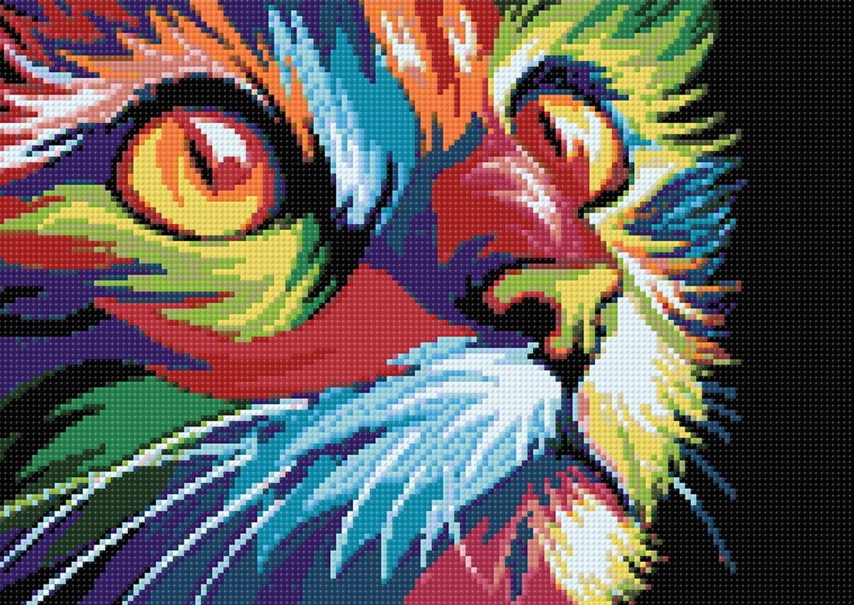 Wizardi Diamond Painting Regenboog Kat WD200