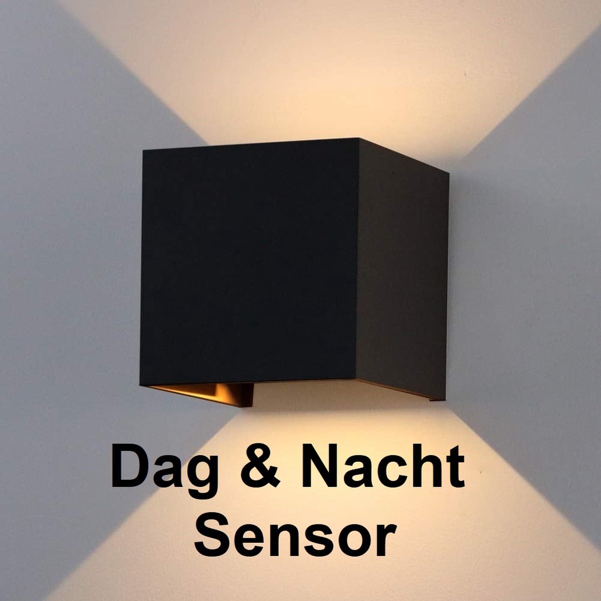 Luminize buitenlamp met schemersensor - wandlamp met dag en nacht sensor - 12x12x12cm - 2700k - 20w - zwart - LED