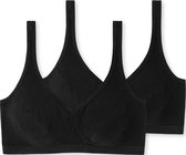 SCHIESSER 95/5 bralette (2-pack) - dames bustier met cups biologisch katoen zwart - Maat: 85A