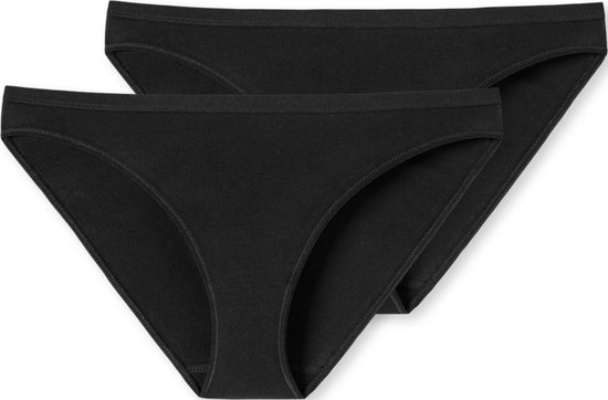 SCHIESSER 95/5 slips (pack de 2) - dames mini coton bio noir - Taille : 38