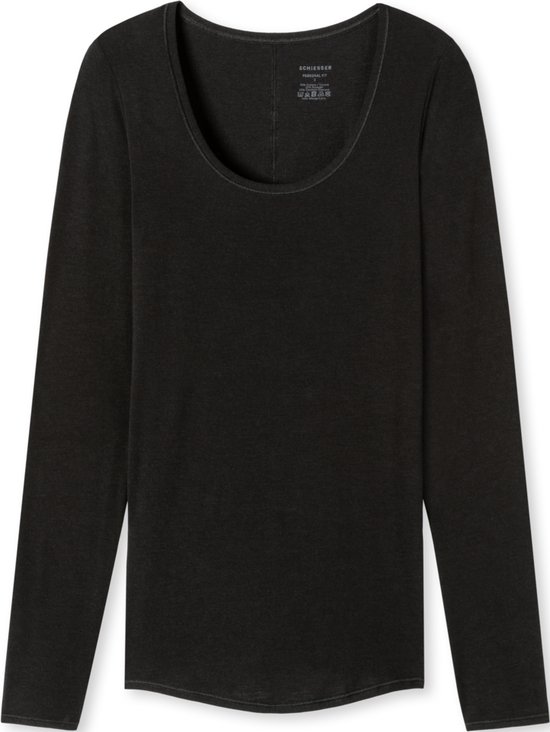 SCHIESSER Personal Fit T-shirt (1-pack) - dames shirt lange mouwen zwart - Maat: 3XL