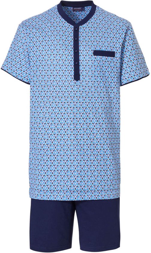 Pastunette Pyjama korte broek - 516 Blue - maat S (S) - Heren Volwassenen - Katoen/Modal- 33231-600-4-516-S