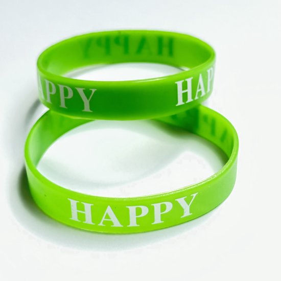 Wellness-House | Polsbandje Happy Groen | Siliconen Polsbandje | Festival | Groen Polsbandje | Unisex Armband | Statement Armband | Happy | Blij | Festival Armband | Hypoallergeen | Armband | Zen