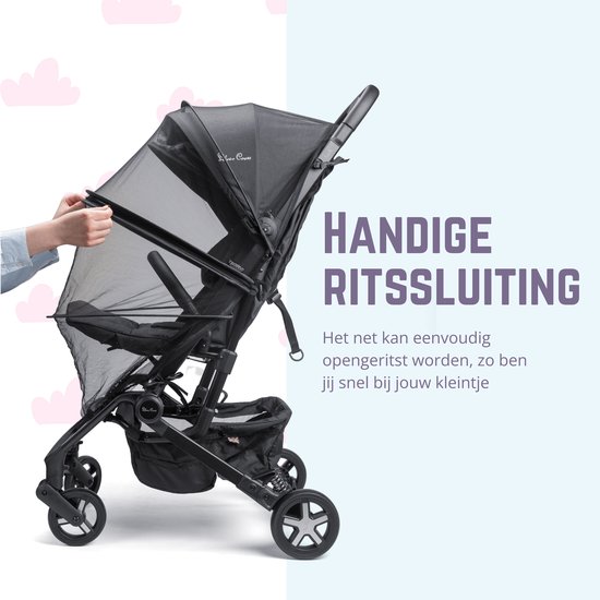 Casteleyn® - Muggennet voor de kinderwagen - Universeel - Ook voor babynest of campingbed - Buggyklamboe - Insectengaas - Klamboe - Muskietennet - Zwart van Casteleyn — afbeelding 5