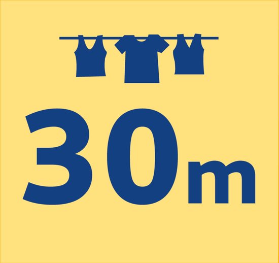 Illustration montrant 30 mètres de longueur de séchage, représentés par une ligne avec trois chemises.