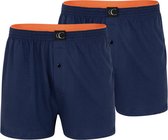 2 pack heren boxershorts met knoop - 100% Katoen - Marineblauw - Maat XL