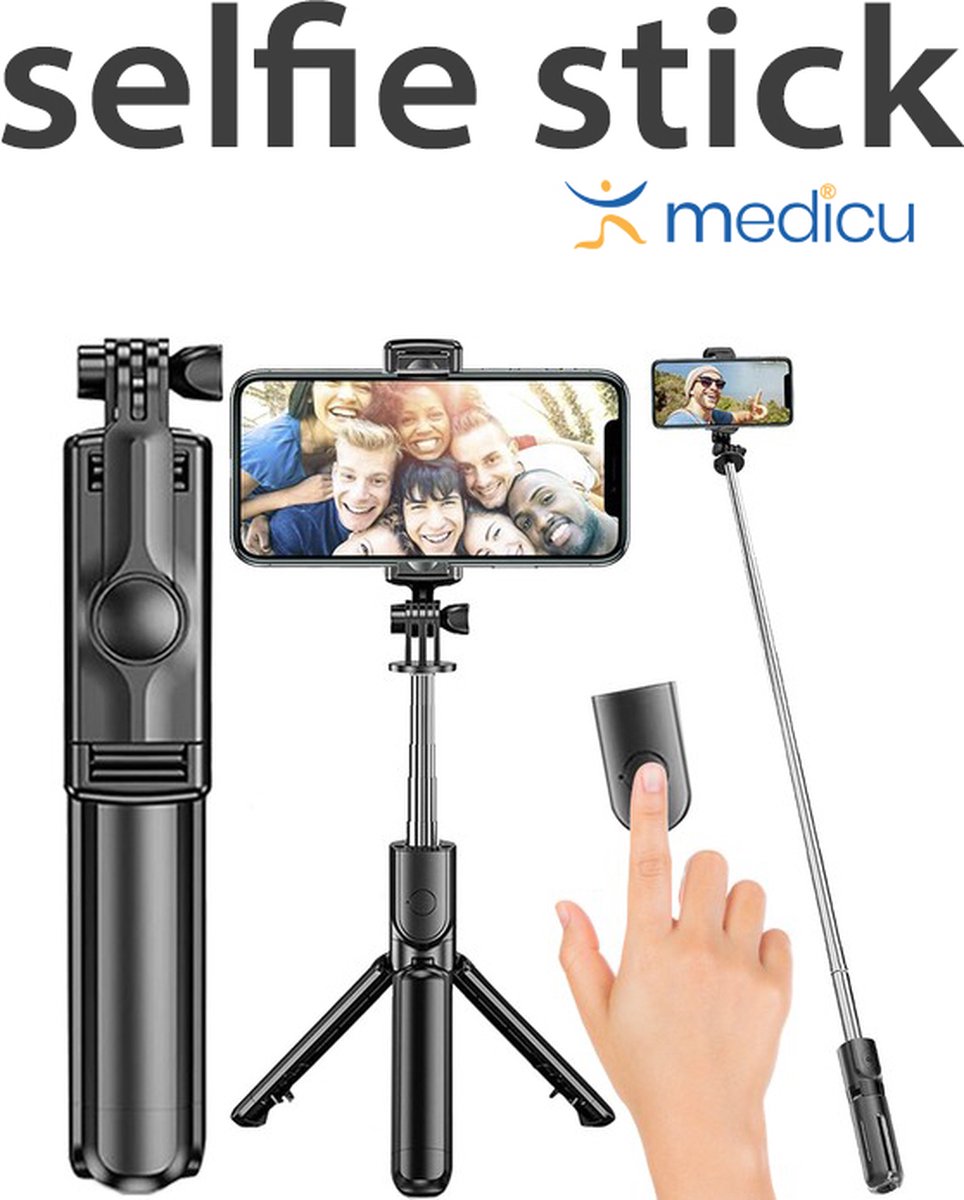 Selfie Stick Universeel met Tripod en Afstandbediening via Bluetooth voor iPhone - Samsung - Smartphone