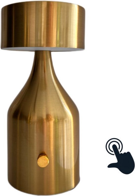 Design Led Diner tafellamp Glam Goud – Touch bediening – Dimbaar (Met ingebouwde Accu)