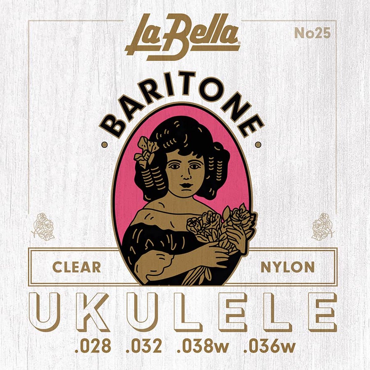 La Bella L-25 Acoustic Folk Bariton Ukulele Snarenset – Clear Nylon