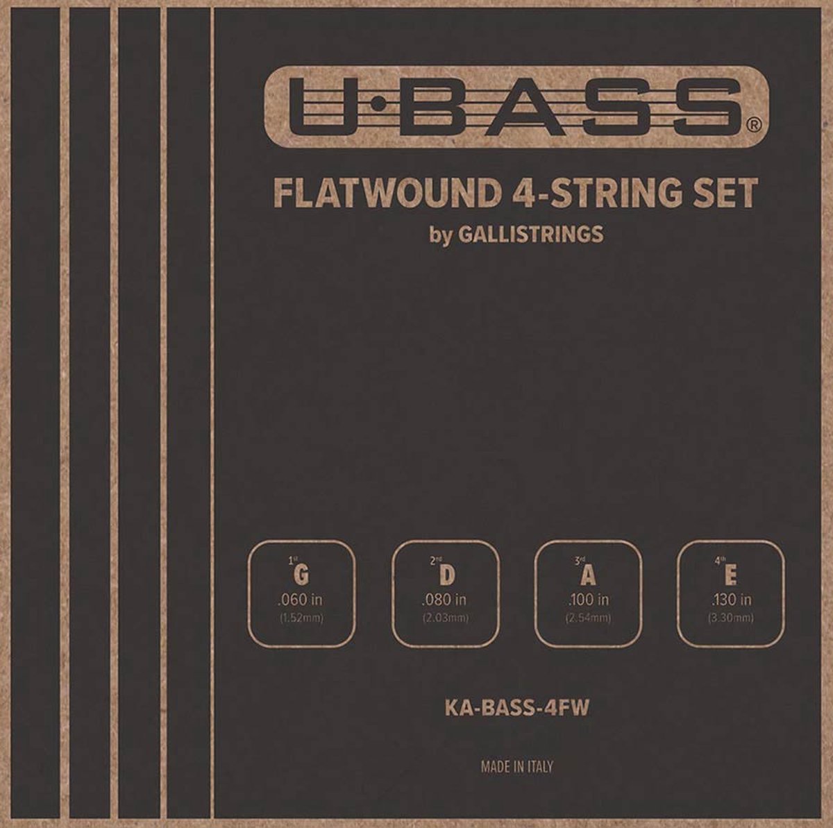 Galli KA-BASS-4FW Bas Ukulele Snarenset – 4-Snarig, Flatwound Chrome Steel