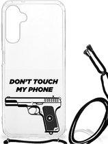 Cover Case Geschikt voor Samsung Galaxy A14 5G Telefoonhoesje met doorzichtige rand Pistol Don't Touch My Phone