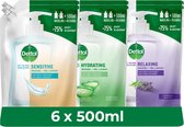 Dettol - Handzeep - Antibacterieel - 2x 500ml Navulling Hydrating Aloe Vera - 2 x 500ML Navulling Refill Sensitive - 2x 500ML Navulling Relaxing Lavender - Voordeelpakket