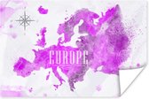 Wanddecoratie - Wereldkaart - Europa - Kleuren - 90x60 cm - Poster