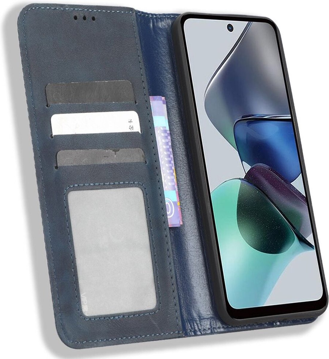 Motorola Moto G13 / G23 Vintage Portemonnee Hoesje Blauw