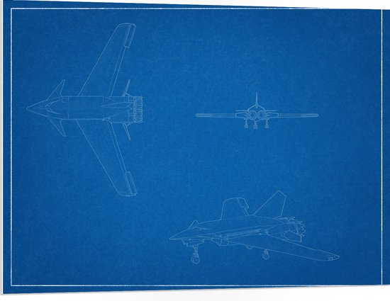 PVC Schuimplaat- Blauwdrukken van Vliegtuigen - 100x75 cm Foto op PVC Schuimplaat