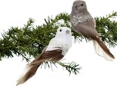 Othmar Decorations Décorations de Noël oiseaux sur clip -6x -gris/blanc -17cm -plastique