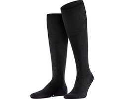 FALKE Airport lang eenkleurig wol katoen kniekousen heren zwart - maat 41-42