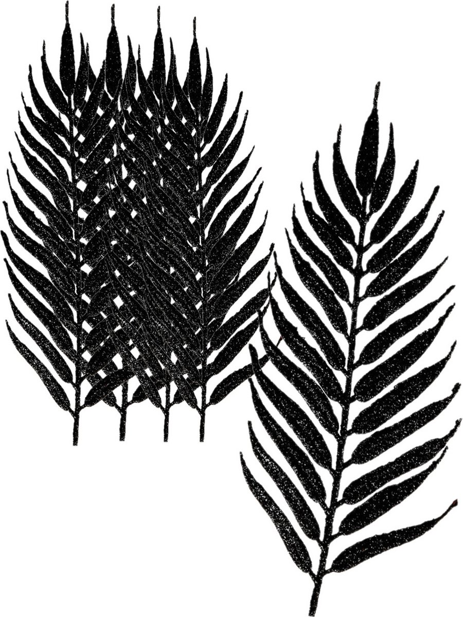 Othmar Decorations kerstdecoratie bladeren 12x-zwart 24 cm glitter