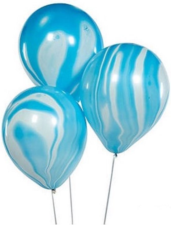 24 ballonnen - marmer blauw - opgeblazen ongeveer 28 cm - helium of lucht