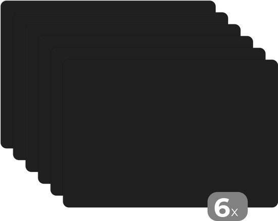 Placemat effen zwart - Placemats kunststof - 45x30 cm - 6 stuks - Borden onderleggers antislip - Zwarte decoratie voor op tafel - Luxe tafelversiering - Tafelmat vinyl - Tafelonderlegger - Bord onderlegger - Tafeldecoratie accesoires