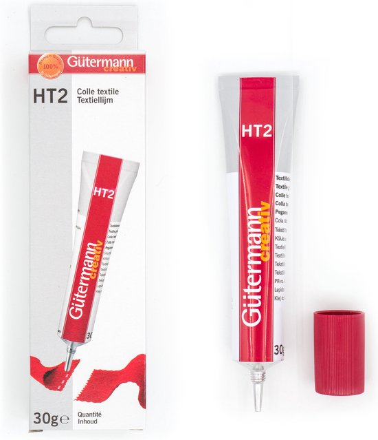 Gütermann HT2 textiellijm, 30g, met losse rode dop.