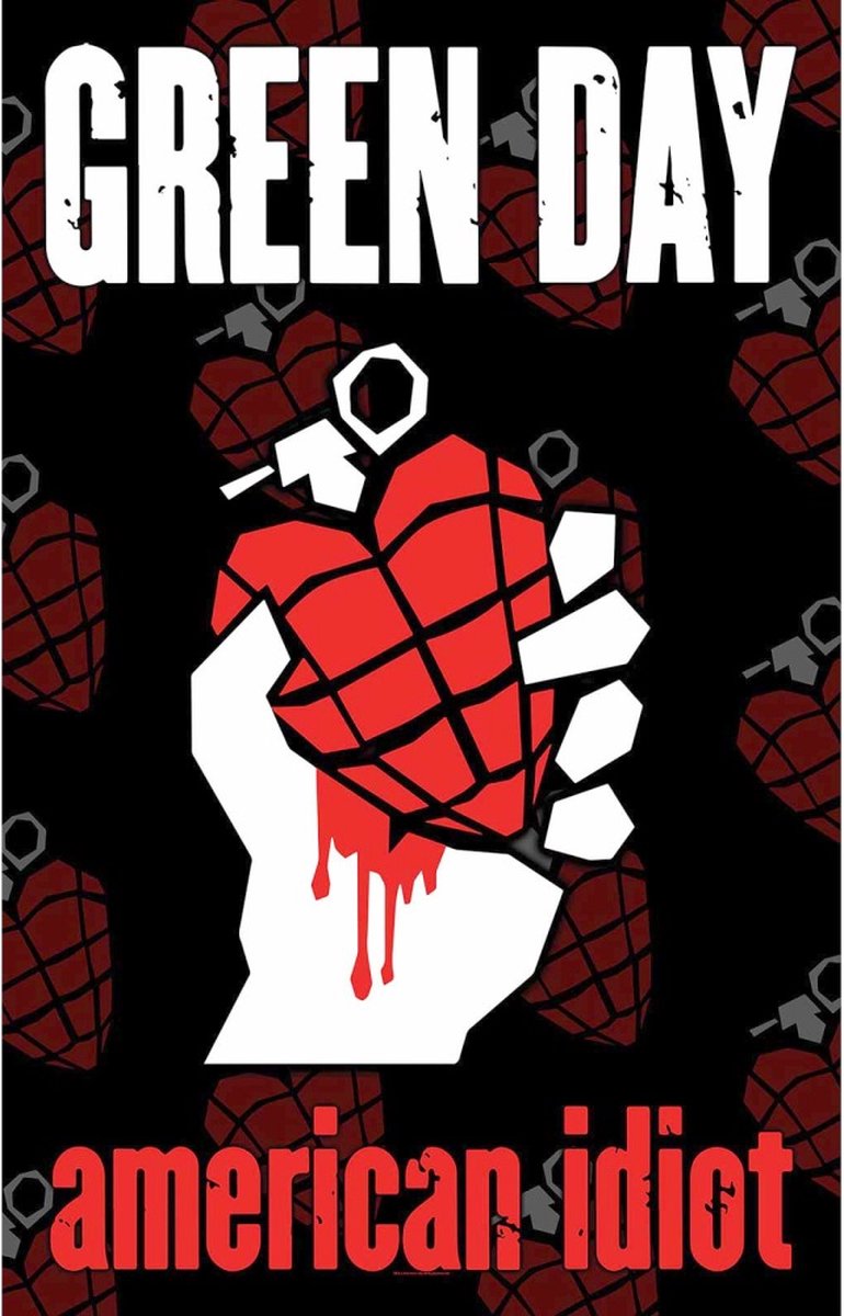 Rock Off Green Day - American Idiot Textiel Poster - Multicolours