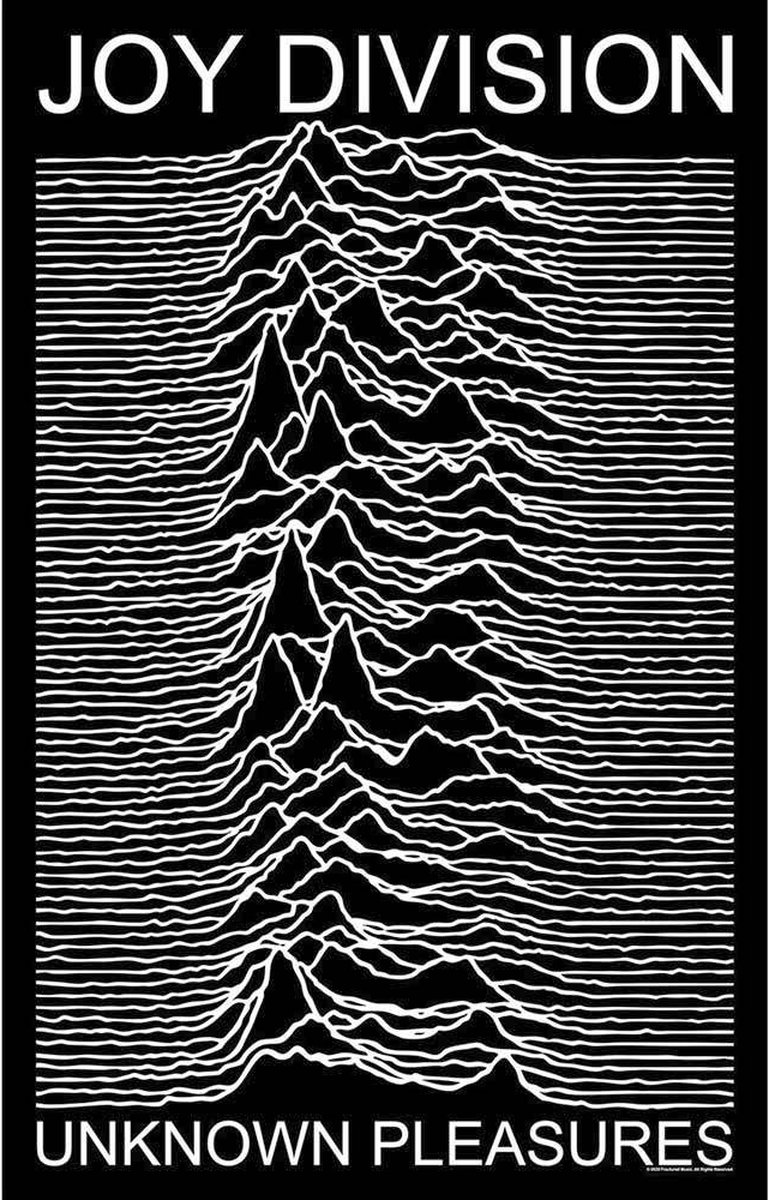 Rock Off Joy Division - Unknown Pleasures Textiel Poster - Zwart