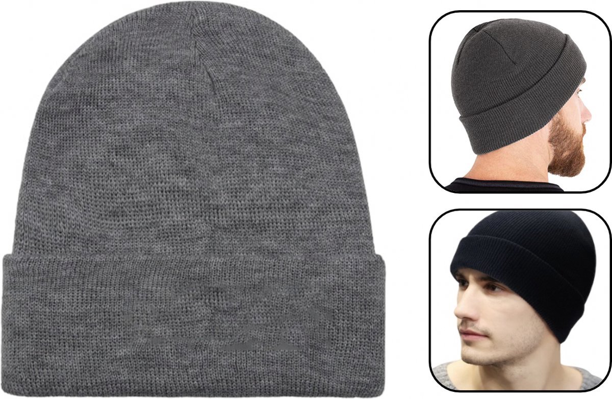 PD® Muts Heren - Grijs - Muts Dames - Unisex - EXTRA WARM - Winter - Mutsen - Mutsen Heren - Muts tegen de Kou