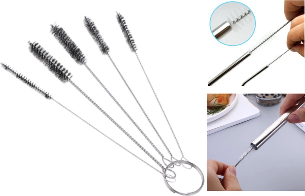PD® - Schoonmaak borstel rietjes - mini ragers - Rietjes schoonmaak - 5 delig - 10 cm - schoonmaak borstel - Rager mini