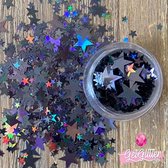 GetGlitterBaby® - Zwarte Chunky Festival Glitters Sterretjes voor Lichaam en Gezicht / Face Body Glitter Jewels - Donker Zilver / Black