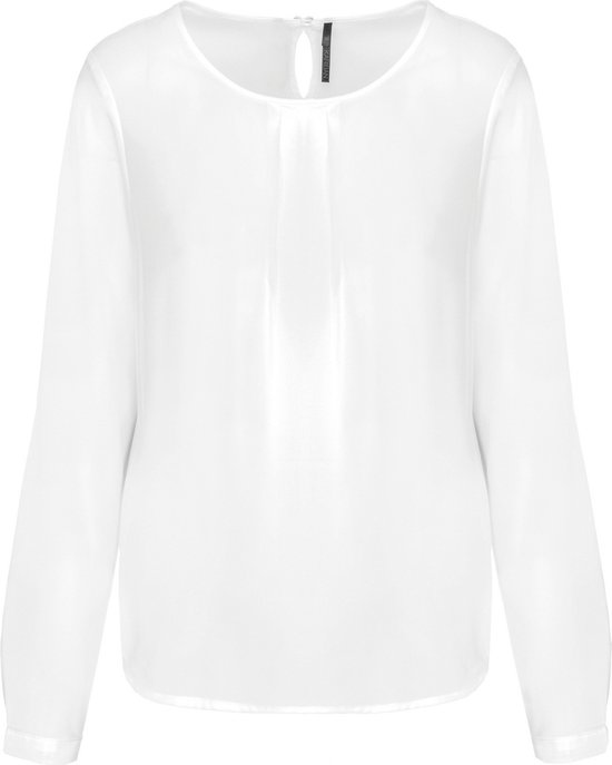 Blouse Femme 40 NL (42 FR) Kariban Col rond Manches longues Off White 100% Polyester