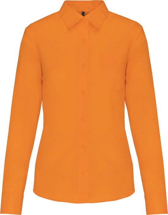 Blouse Dames M Kariban Lange mouw Orange 65% Polyester, 35% Katoen