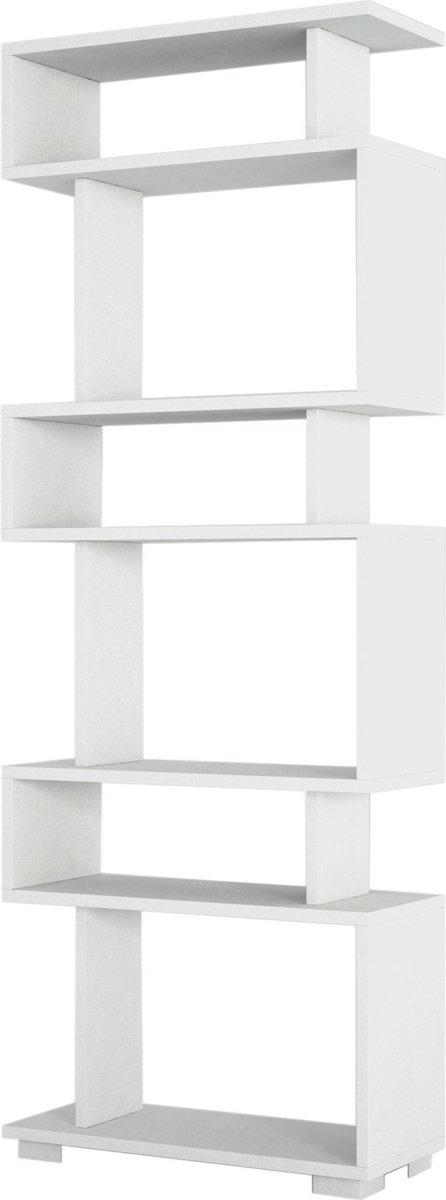 Skye Decor Stijlvolle Boekenkast - Wit Melamine - 60x165x19,5cm - Ruimtebesparend & Modern Design