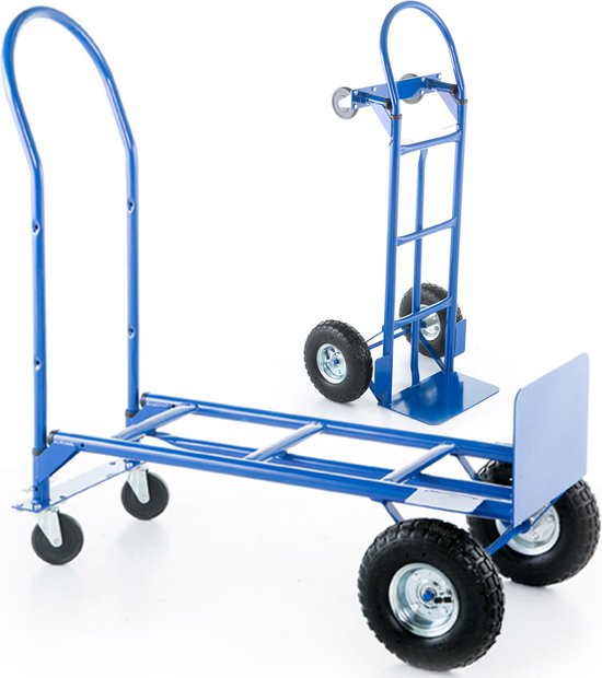 Steekwagen / Transportwagen - tot 250 kg - luchtbanden - blauw