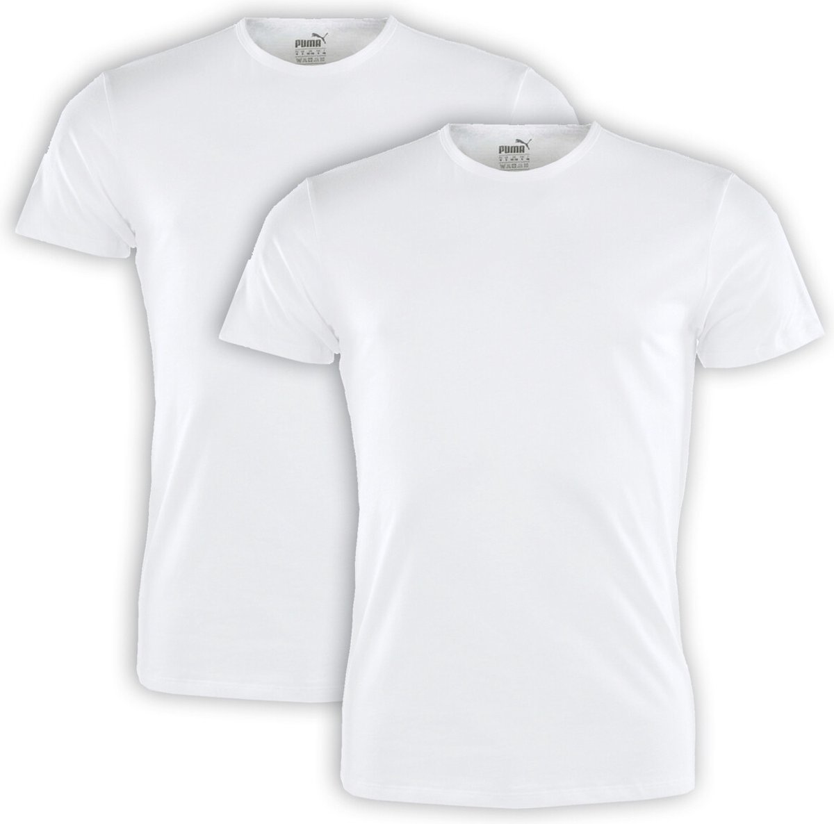 PUMA Basic Heren t-shirt round neck 2-pack - Wit – Maat S