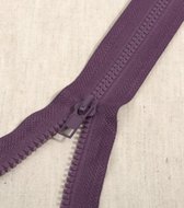 Deelbare rits 35cm donker paars - polyester stevige rits met bloktandjes