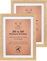 Set van 2 Fotolijsten Fotomaat 30x40 cm - MDF Hout - Licht Eiken- Fotokader - 28mm profielbreedte - Posterlijst