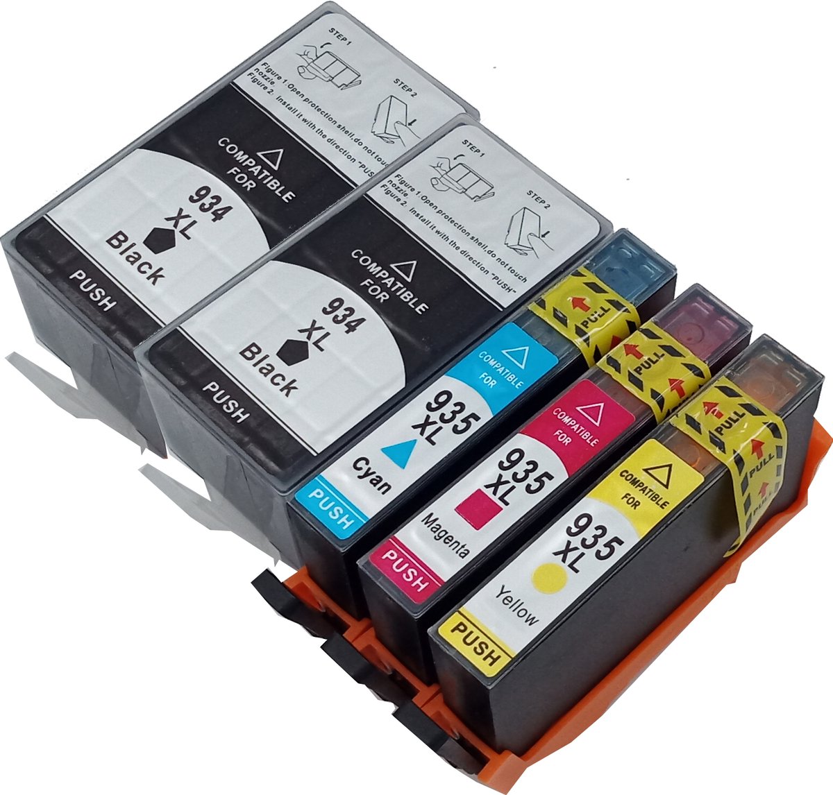 KATRIZ® huismerk ink 2x HP934XL Zwart + 1x HP935XLCyaan + 1x HP935XL Magenta + 1x HP935XL Geel | voor HP OfficeJet Pro 6230 / 6800 / 6820 / 6831| 5 stuks