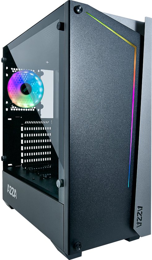 Azza APOLLO 430, Midi Tower, PC, Zwart, Transparant, ATX, micro ATX, Gehard glas, Gamen