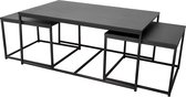 Table basse et 2 tables d'appoint Urban Living - Structure en métal - Rétractable - Design industriel - Noir - 3 pièces