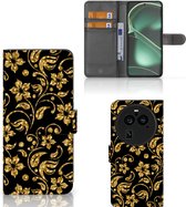 Telefoonhoesje OPPO Find X6 Pro Bookcase Cadeau voor Oma Gouden Bloemen