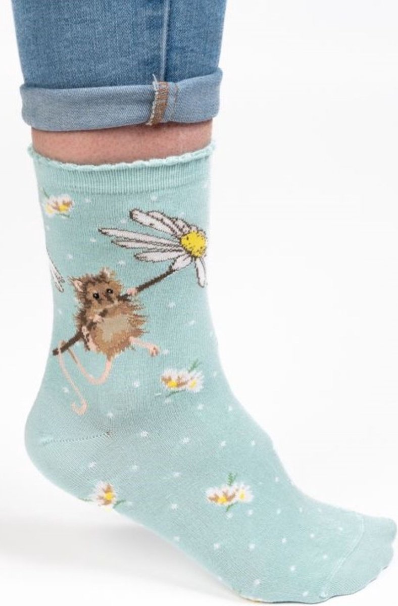 Wrendale Sokken - Muis - 'Oops a Daisy' Mouse socks