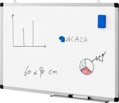Acaza whiteboard magnetisch - 60x90cm - Wit - Incl. stift, wisser en afleggoot