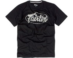 Fairtex TST148 Logo T-Shirt - Zwart - opdruk zilver - maat L