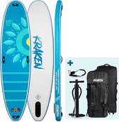 KRAKEN Dubbellaags SUP 10'8 Yoga Fit | Premium Double Layer Fusion Supboard | Set met Pomp, Leash & Luxe Trolley Wheeled Backpack - 325 x 86 x 15 CM - Stand Up Paddle Board - PREMIUM Kwaliteit - Extra Stabiel - Dubbellaags - 10 foot 8 - TOT 200 KG